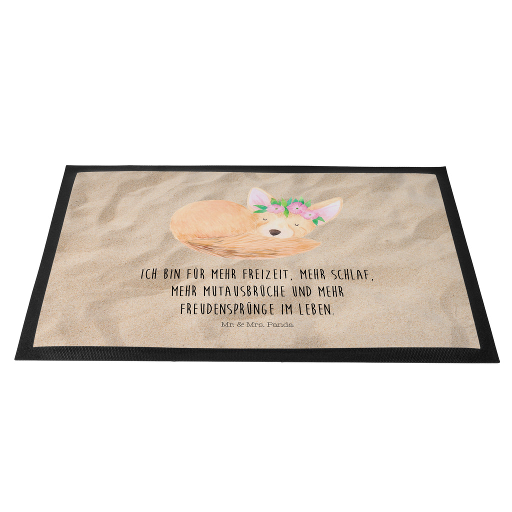 Fußmatte Wüstenfuchs Blumenkranz Afrika, Wüste, Wüstenfuchs, Blumen, Blumenkranz, Glücklich,  Türvorleger, Schmutzmatte, Fußabtreter, Matte, Schmutzfänger, Fußabstreifer, Schmutzfangmatte, Türmatte, Motivfußmatte,  Haustürmatte, Vorleger  Afrika, Wildtiere