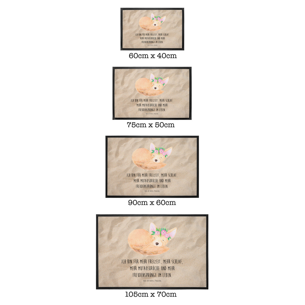 Fußmatte Wüstenfuchs Blumenkranz Afrika, Wüste, Wüstenfuchs, Blumen, Blumenkranz, Glücklich,  Türvorleger, Schmutzmatte, Fußabtreter, Matte, Schmutzfänger, Fußabstreifer, Schmutzfangmatte, Türmatte, Motivfußmatte,  Haustürmatte, Vorleger  Afrika, Wildtiere