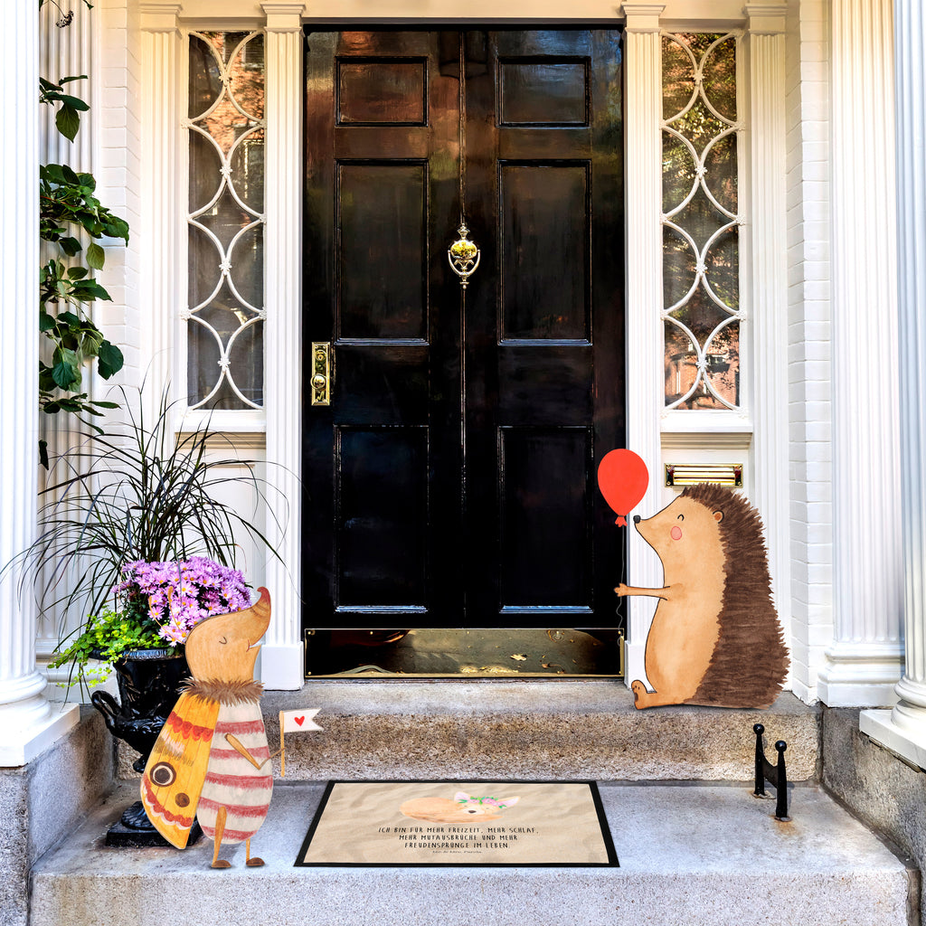 Fußmatte Wüstenfuchs Blumenkranz Afrika, Wüste, Wüstenfuchs, Blumen, Blumenkranz, Glücklich,  Türvorleger, Schmutzmatte, Fußabtreter, Matte, Schmutzfänger, Fußabstreifer, Schmutzfangmatte, Türmatte, Motivfußmatte,  Haustürmatte, Vorleger  Afrika, Wildtiere