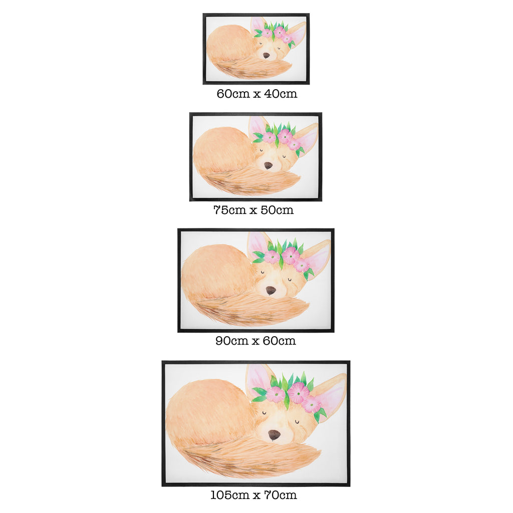 Fußmatte Wüstenfuchs Blumenkranz Afrika, Wüste, Wüstenfuchs, Blumen, Blumenkranz, Glücklich,  Türvorleger, Schmutzmatte, Fußabtreter, Matte, Schmutzfänger, Fußabstreifer, Schmutzfangmatte, Türmatte, Motivfußmatte,  Haustürmatte, Vorleger  Afrika, Wildtiere