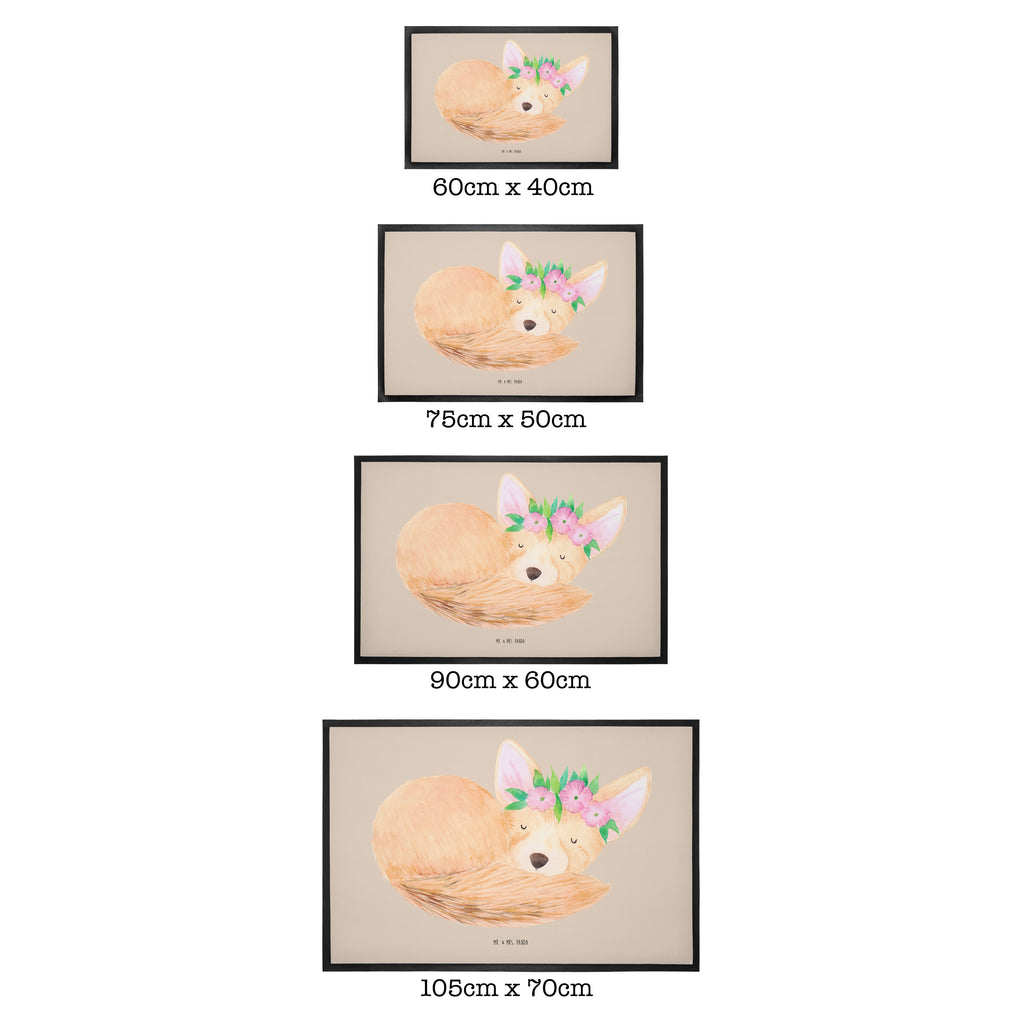 Fußmatte Wüstenfuchs Blumenkranz Afrika, Wüste, Wüstenfuchs, Blumen, Blumenkranz, Glücklich,  Türvorleger, Schmutzmatte, Fußabtreter, Matte, Schmutzfänger, Fußabstreifer, Schmutzfangmatte, Türmatte, Motivfußmatte,  Haustürmatte, Vorleger  Afrika, Wildtiere