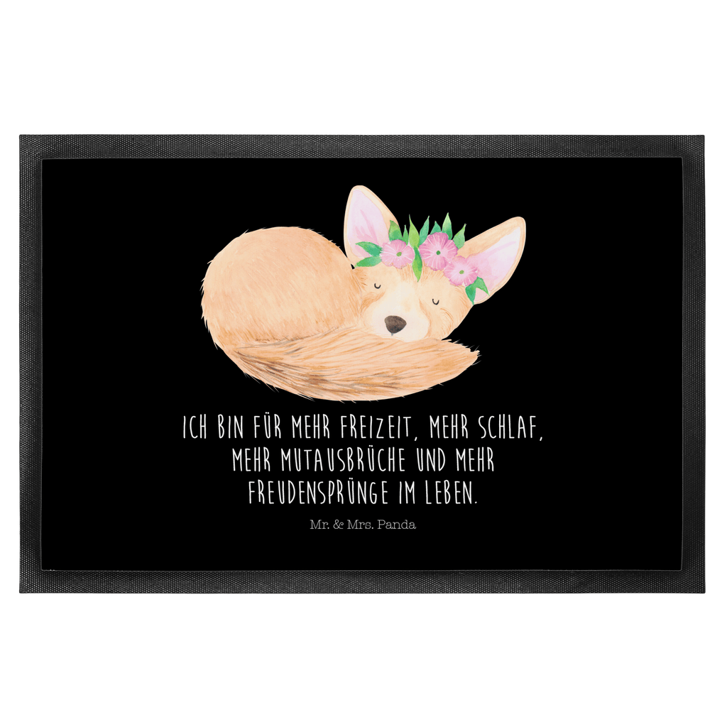 Fußmatte Wüstenfuchs Blumenkranz Afrika, Wüste, Wüstenfuchs, Blumen, Blumenkranz, Glücklich,  Türvorleger, Schmutzmatte, Fußabtreter, Matte, Schmutzfänger, Fußabstreifer, Schmutzfangmatte, Türmatte, Motivfußmatte,  Haustürmatte, Vorleger  Afrika, Wildtiere