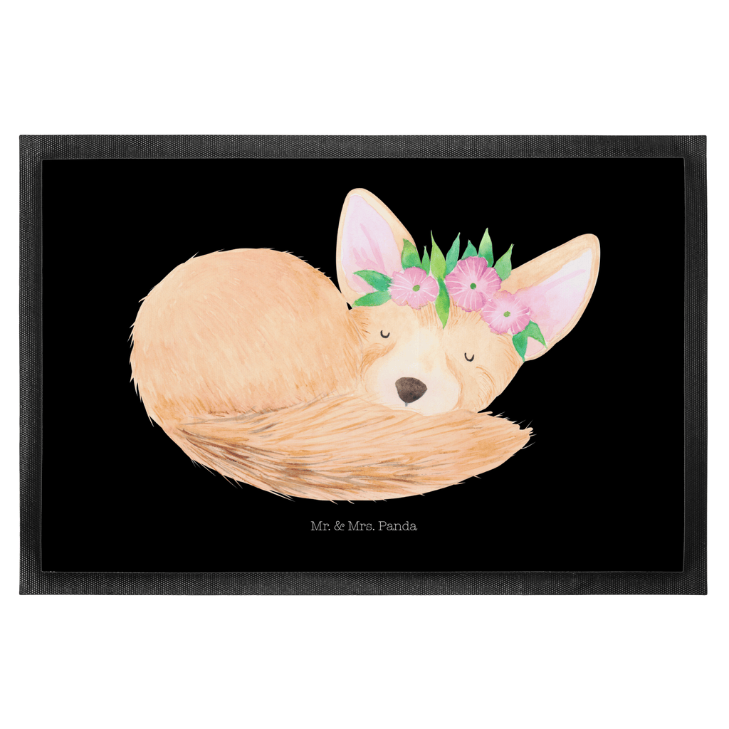 Fußmatte Wüstenfuchs Blumenkranz Afrika, Wüste, Wüstenfuchs, Blumen, Blumenkranz, Glücklich,  Türvorleger, Schmutzmatte, Fußabtreter, Matte, Schmutzfänger, Fußabstreifer, Schmutzfangmatte, Türmatte, Motivfußmatte,  Haustürmatte, Vorleger  Afrika, Wildtiere