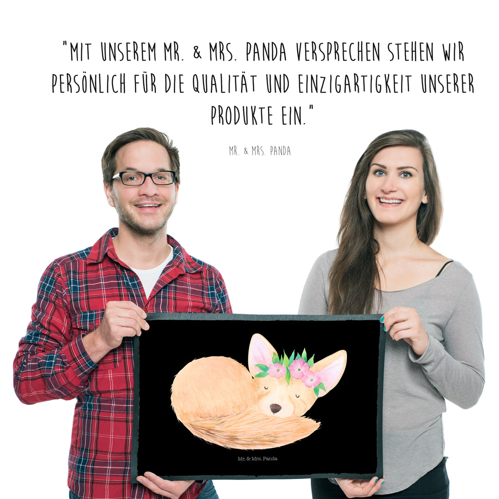 Fußmatte Wüstenfuchs Blumenkranz Afrika, Wüste, Wüstenfuchs, Blumen, Blumenkranz, Glücklich,  Türvorleger, Schmutzmatte, Fußabtreter, Matte, Schmutzfänger, Fußabstreifer, Schmutzfangmatte, Türmatte, Motivfußmatte,  Haustürmatte, Vorleger  Afrika, Wildtiere