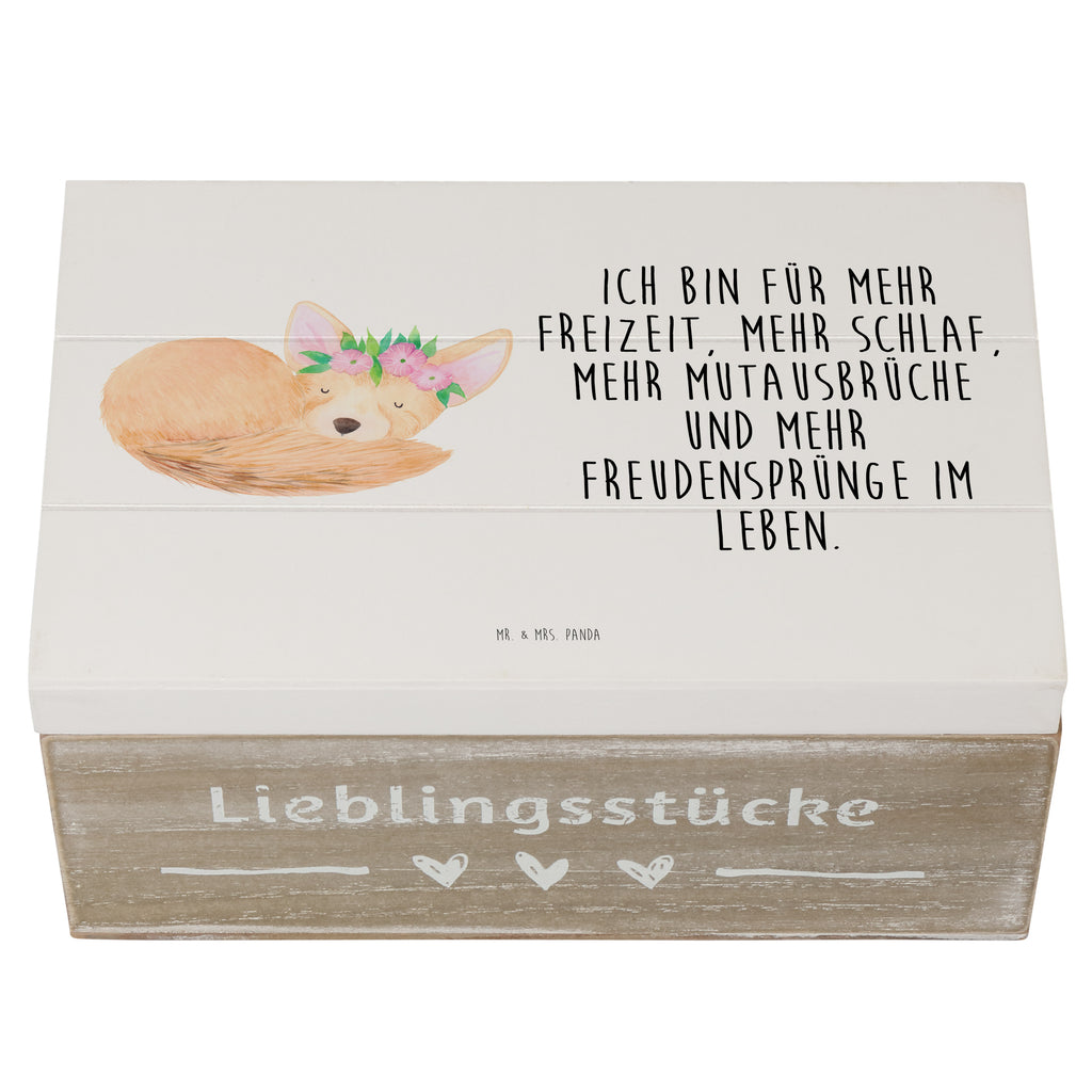 Holzkiste Wüstenfuchs Blumenkranz Holzkiste, Kiste, Schatzkiste, Truhe, Schatulle, XXL, Erinnerungsbox, Erinnerungskiste, Dekokiste, Aufbewahrungsbox, Afrika, Wildtiere, Wüste, Wüstenfuchs, Blumen, Blumenkranz, Glücklich