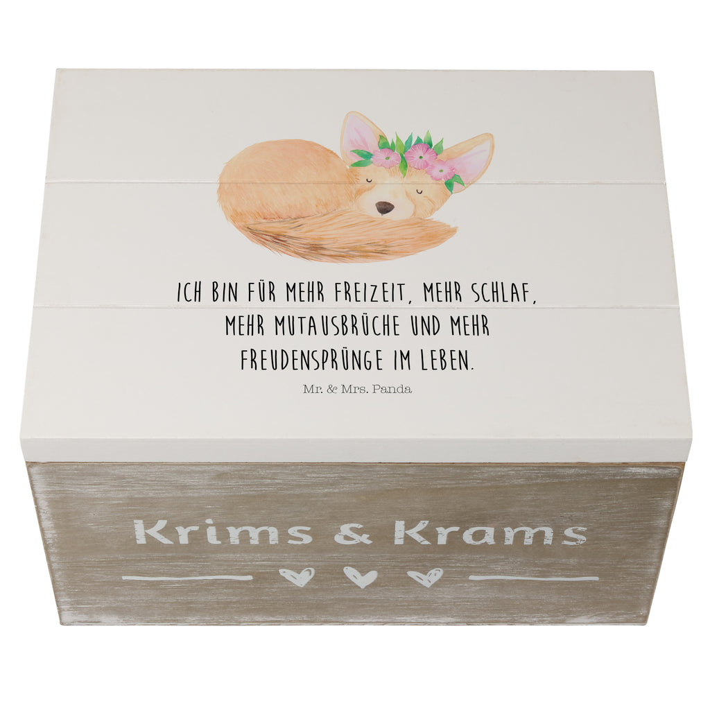 Holzkiste Wüstenfuchs Blumenkranz Holzkiste, Kiste, Schatzkiste, Truhe, Schatulle, XXL, Erinnerungsbox, Erinnerungskiste, Dekokiste, Aufbewahrungsbox, Afrika, Wildtiere, Wüste, Wüstenfuchs, Blumen, Blumenkranz, Glücklich