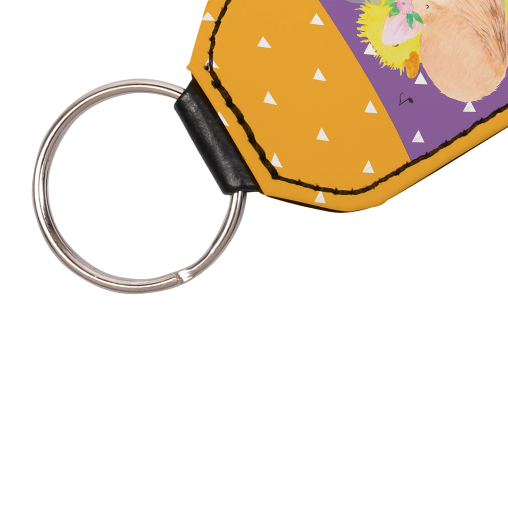 Rechteckig Schlüsselanhänger Wüstenfuchs Blumenkranz Schlüsselanhänger, Anhänger, Taschenanhänger, Glücksbringer, Schutzengel, Afrika, Wildtiere, Wüste, Wüstenfuchs, Blumen, Blumenkranz, Glücklich