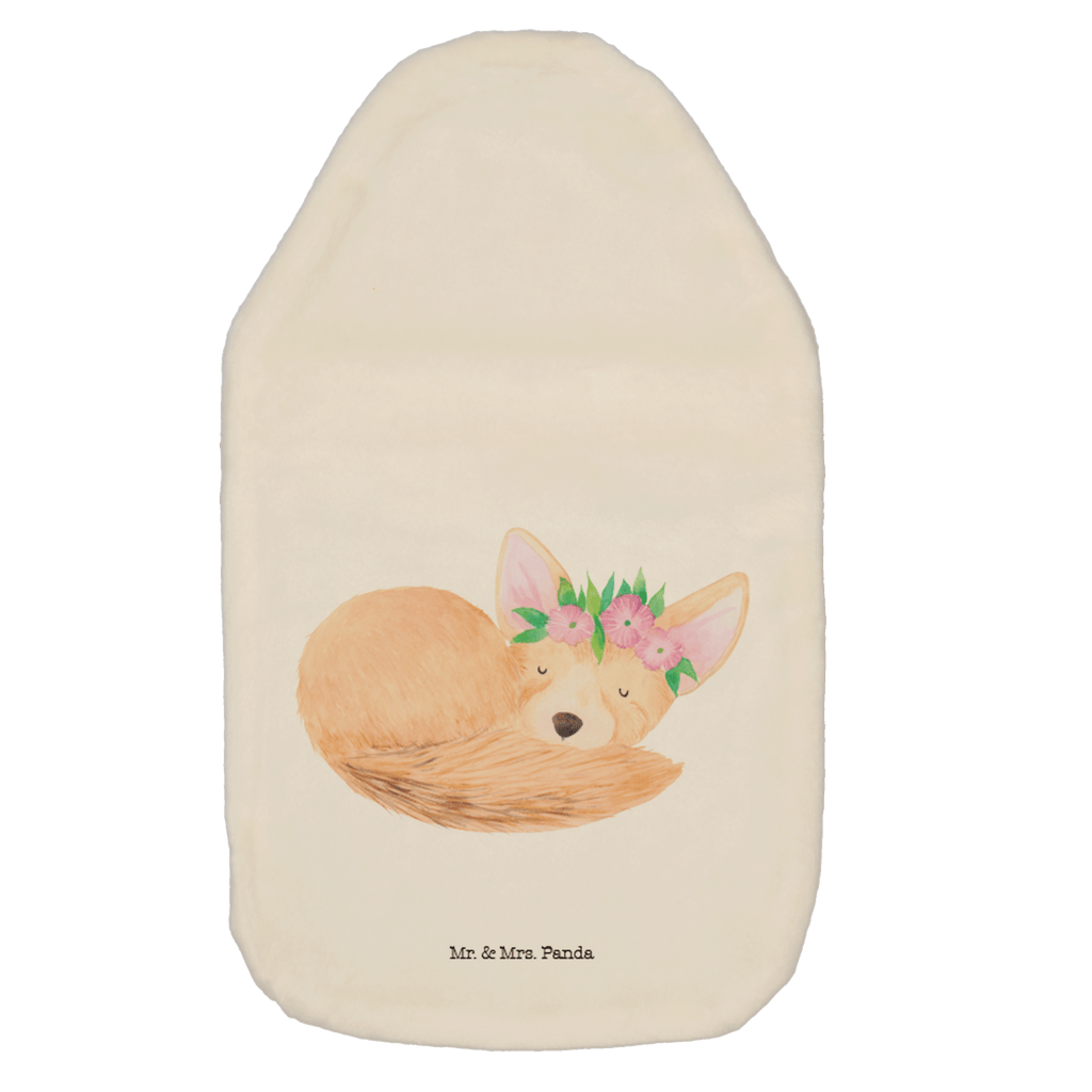 Wärmflasche Wüstenfuchs Blumenkranz Wärmekissen, Kinderwärmflasche, Körnerkissen, Wärmflaschenbezug, Wärmflasche mit Bezug, Afrika, Wildtiere, Wüste, Wüstenfuchs, Blumen, Blumenkranz, Glücklich
