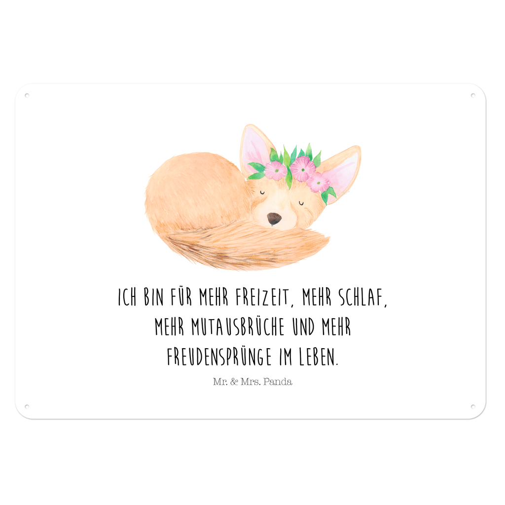 Blechschild Wüstenfuchs Blumenkranz Afrika, Wüste, Wüstenfuchs, Blumen, Blumenkranz, Glücklich,  Blechschild, Metallschild, Geschenk Schild, Schild, Magnet-Metall-Schild, Deko Schild, Wandschild, Wand-Dekoration, Türschild, Wandschild, Metallschild  Afrika, Wildtiere
