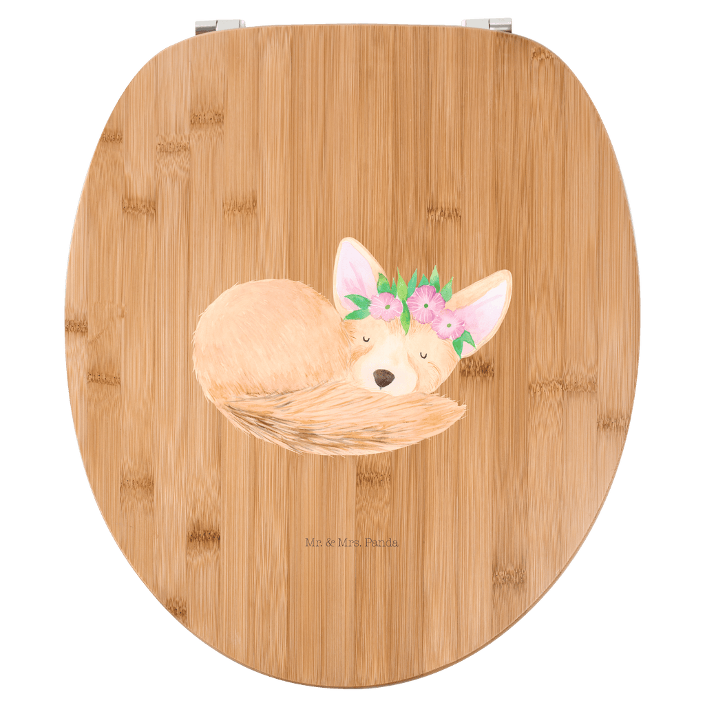 Motiv WC Sitz Wüstenfuchs Blumenkranz Klobrille, Klodeckel, Toilettendeckel, WC-Sitz, Toilette, Afrika, Wildtiere, Wüste, Wüstenfuchs, Blumen, Blumenkranz, Glücklich