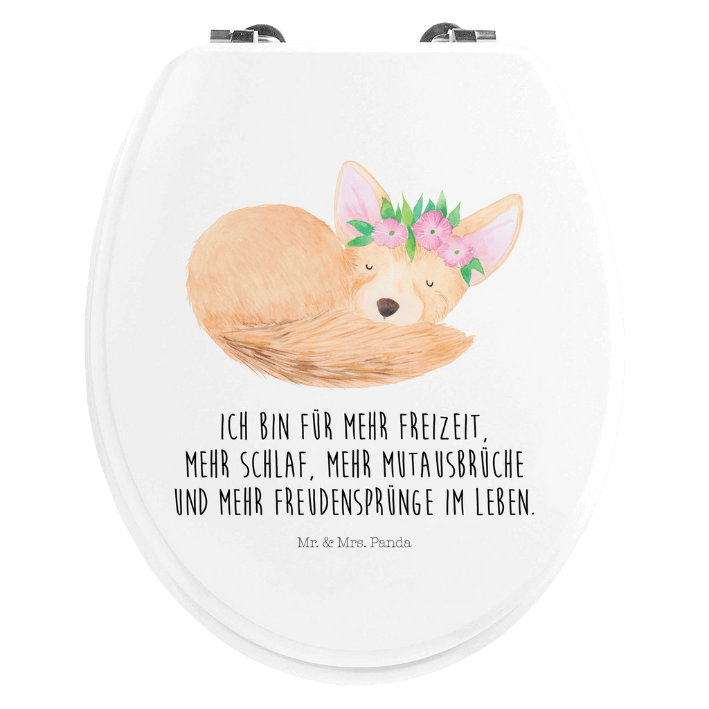 Motiv WC Sitz Wüstenfuchs Blumenkranz Klobrille, Klodeckel, Toilettendeckel, WC-Sitz, Toilette, Afrika, Wildtiere, Wüste, Wüstenfuchs, Blumen, Blumenkranz, Glücklich