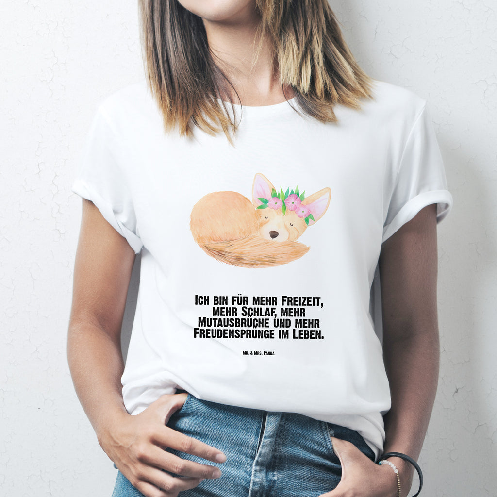 Größe S T-Shirt Wüstenfuchs Blumenkranz T-Shirt, Shirt, Tshirt, Lustiges T-Shirt, T-Shirt mit Spruch, Party, Junggesellenabschied, Jubiläum, Geburstag, Herrn, Damen, Männer, Frauen, Schlafshirt, Nachthemd, Sprüche, Afrika, Wildtiere, Wüste, Wüstenfuchs, Blumen, Blumenkranz, Glücklich