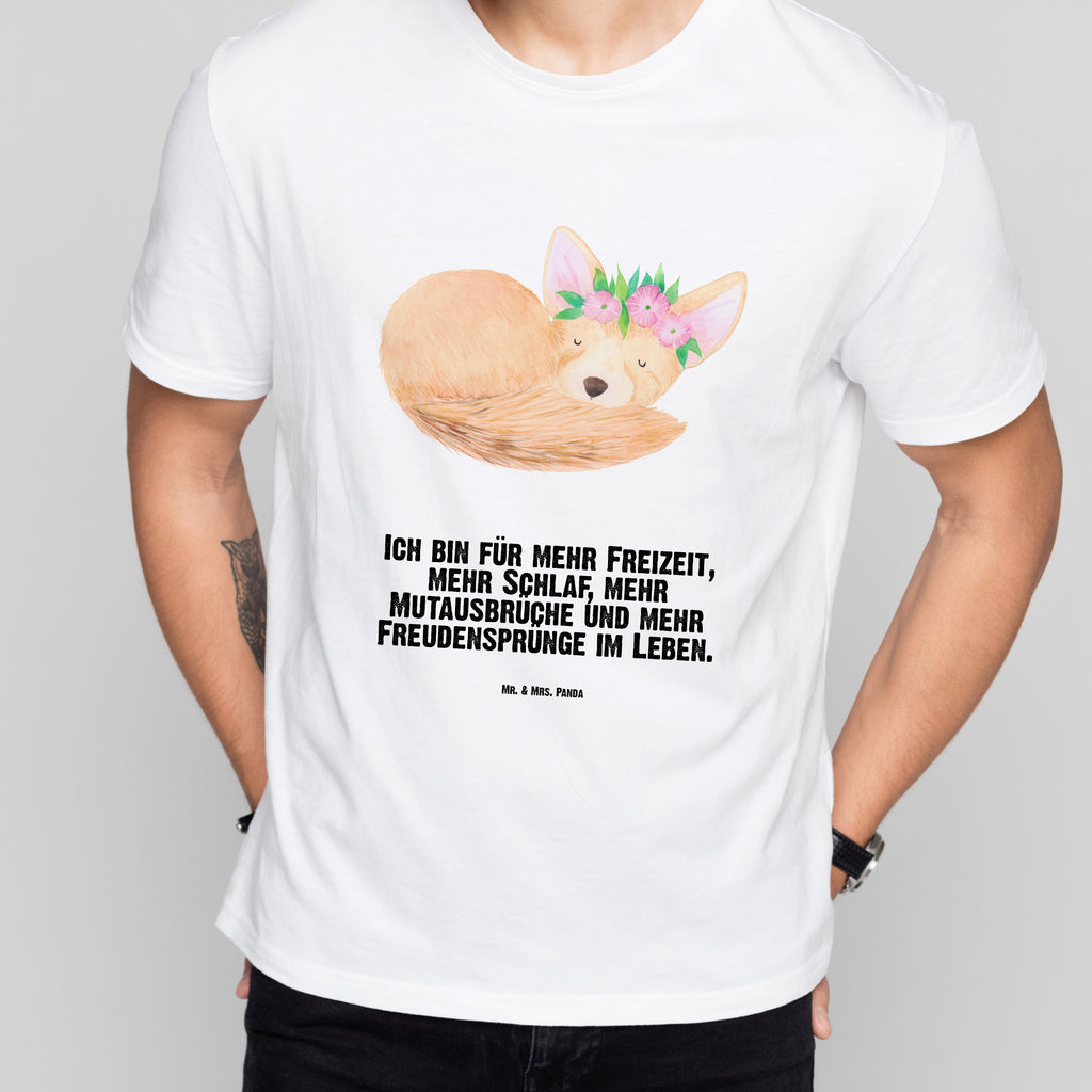 Größe S T-Shirt Wüstenfuchs Blumenkranz T-Shirt, Shirt, Tshirt, Lustiges T-Shirt, T-Shirt mit Spruch, Party, Junggesellenabschied, Jubiläum, Geburstag, Herrn, Damen, Männer, Frauen, Schlafshirt, Nachthemd, Sprüche, Afrika, Wildtiere, Wüste, Wüstenfuchs, Blumen, Blumenkranz, Glücklich