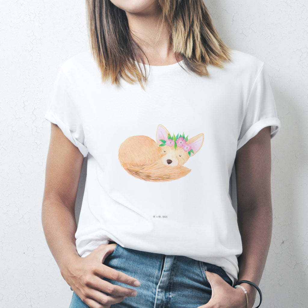 Größe S T-Shirt Wüstenfuchs Blumenkranz T-Shirt, Shirt, Tshirt, Lustiges T-Shirt, T-Shirt mit Spruch, Party, Junggesellenabschied, Jubiläum, Geburstag, Herrn, Damen, Männer, Frauen, Schlafshirt, Nachthemd, Sprüche, Afrika, Wildtiere, Wüste, Wüstenfuchs, Blumen, Blumenkranz, Glücklich