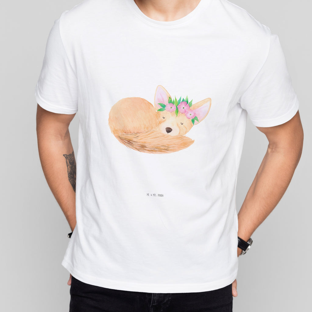 Größe S T-Shirt Wüstenfuchs Blumenkranz T-Shirt, Shirt, Tshirt, Lustiges T-Shirt, T-Shirt mit Spruch, Party, Junggesellenabschied, Jubiläum, Geburstag, Herrn, Damen, Männer, Frauen, Schlafshirt, Nachthemd, Sprüche, Afrika, Wildtiere, Wüste, Wüstenfuchs, Blumen, Blumenkranz, Glücklich