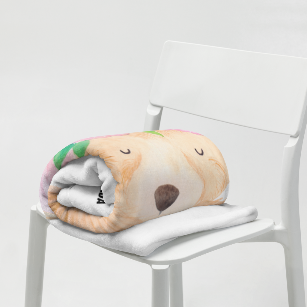 Babydecke Wüstenfuchs Blumenkranz Babydecke, Babygeschenk, Geschenk Geburt, Babyecke Kuscheldecke, Krabbeldecke, Afrika, Wildtiere, Wüste, Wüstenfuchs, Blumen, Blumenkranz, Glücklich