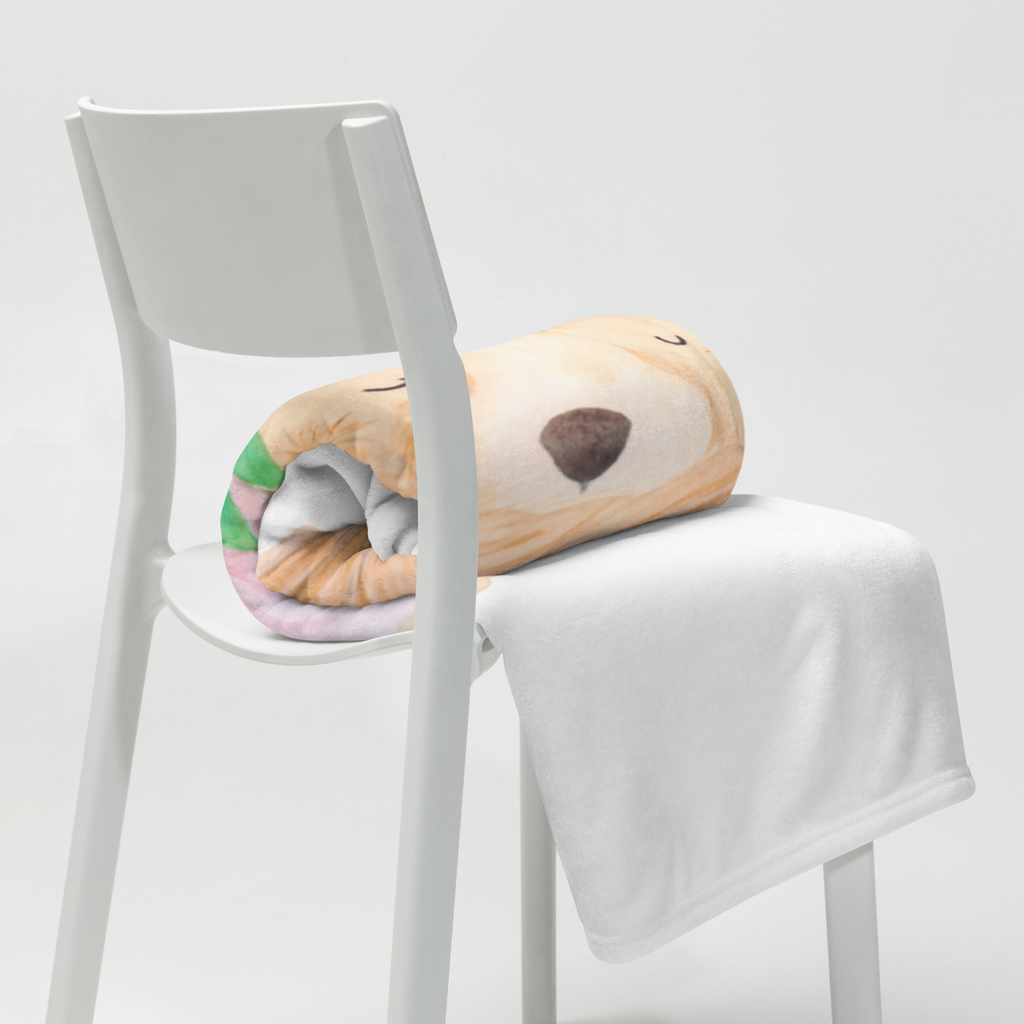 Babydecke Wüstenfuchs Blumenkranz Babydecke, Babygeschenk, Geschenk Geburt, Babyecke Kuscheldecke, Krabbeldecke, Afrika, Wildtiere, Wüste, Wüstenfuchs, Blumen, Blumenkranz, Glücklich