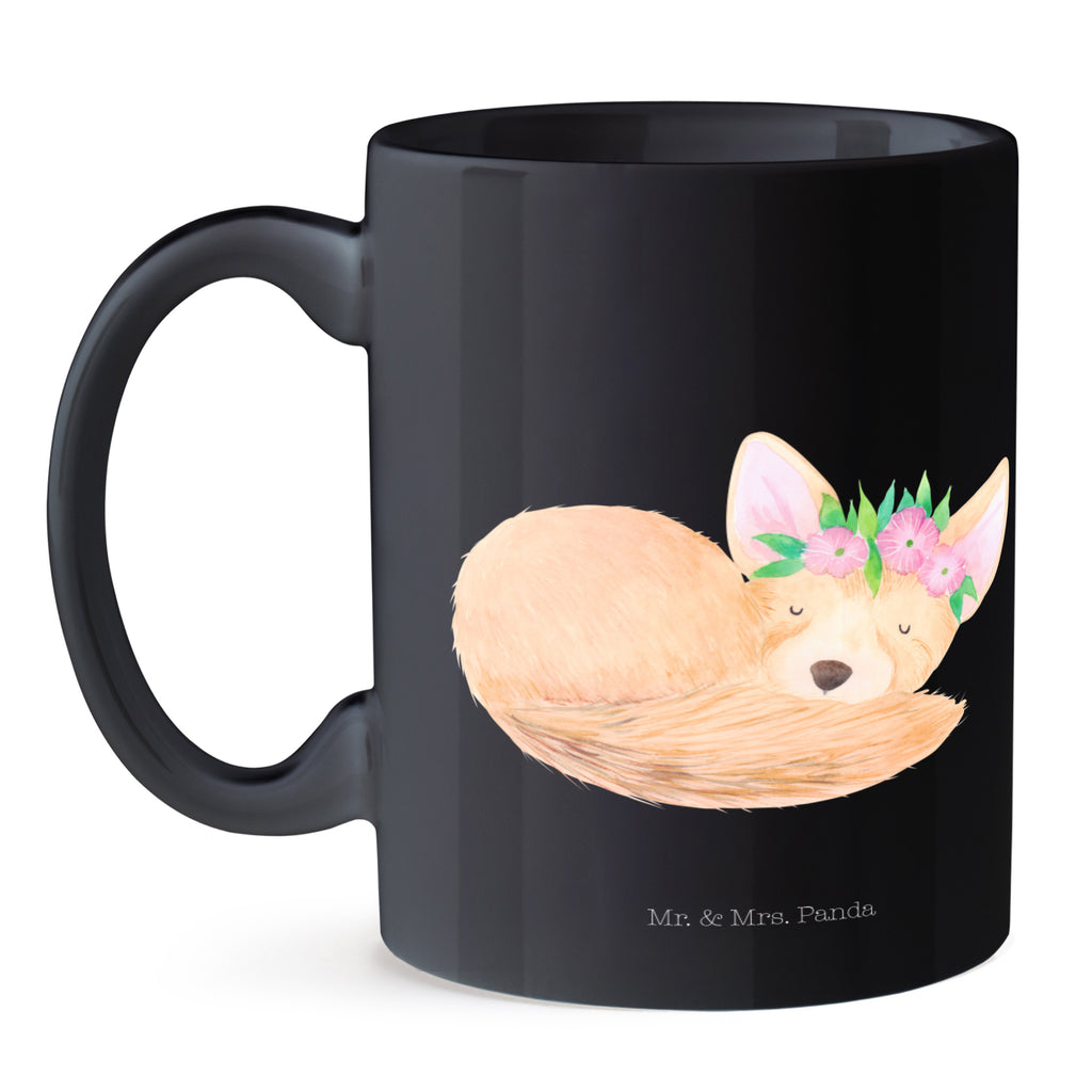 Tasse Wüstenfuchs Blumenkranz Afrika, Wüste, Wüstenfuchs, Blumen, Blumenkranz, Glücklich,  Becher, Kaffeetasse, Kaffeebecher, Tee, Frühstück, Büro  Afrika, Wildtiere