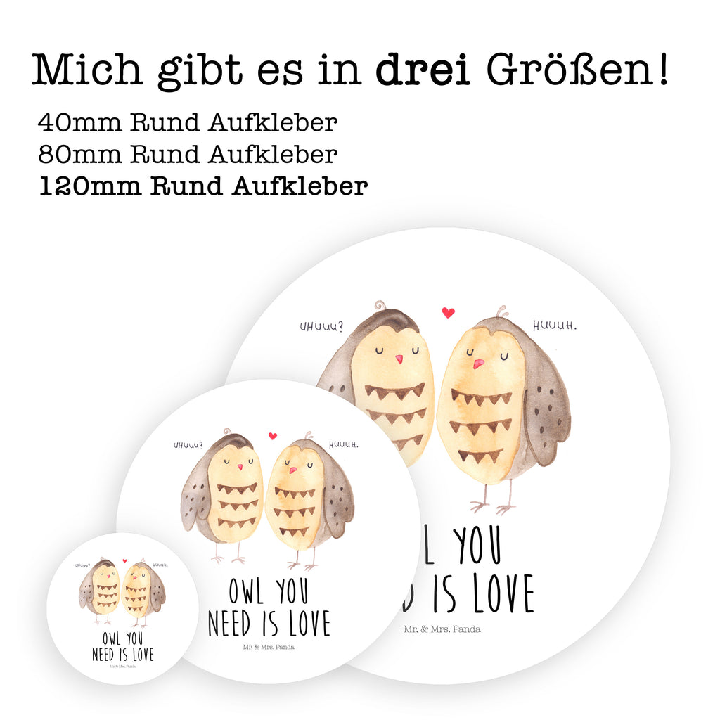 120mm Rund Aufkleber Eule Liebe