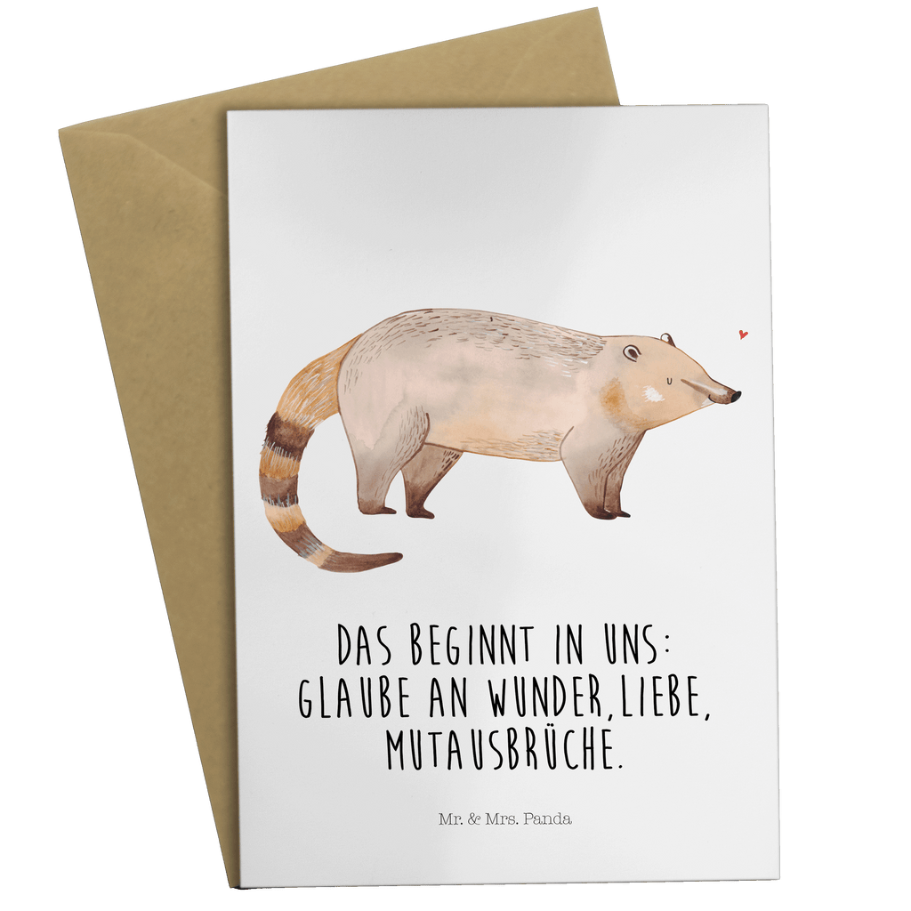 Grußkarte Nasenbär Klappkarte, Einladungskarte, Glückwunschkarte, Hochzeitskarte, Geburtstagskarte, Karte, Tiermotive, Gute Laune, lustige Sprüche, Tiere, Nasenbär, Nasenbären, Rüsselbär, Bär