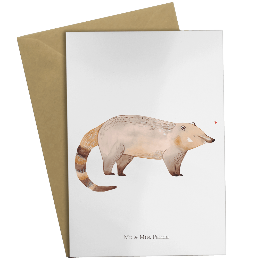 Grußkarte Nasenbär Klappkarte, Einladungskarte, Glückwunschkarte, Hochzeitskarte, Geburtstagskarte, Karte, Tiermotive, Gute Laune, lustige Sprüche, Tiere, Nasenbär, Nasenbären, Rüsselbär, Bär