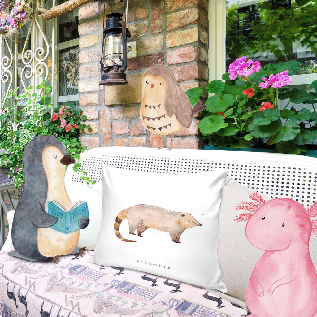 40x40 Kissen Nasenbär Kissenhülle, Kopfkissen, Sofakissen, Dekokissen, Motivkissen, Tiermotive, Gute Laune, lustige Sprüche, Tiere, Nasenbär, Nasenbären, Rüsselbär, Bär