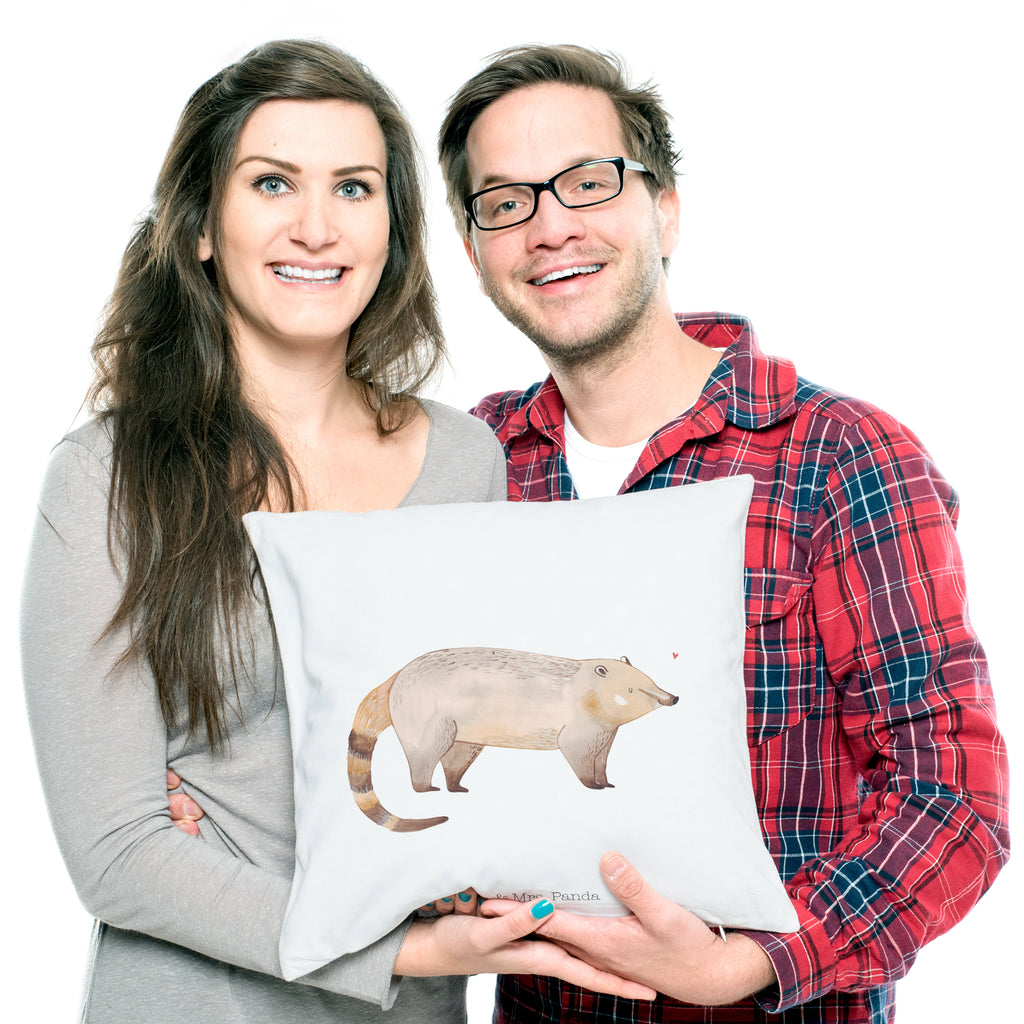 40x40 Kissen Nasenbär Kissenhülle, Kopfkissen, Sofakissen, Dekokissen, Motivkissen, Tiermotive, Gute Laune, lustige Sprüche, Tiere, Nasenbär, Nasenbären, Rüsselbär, Bär