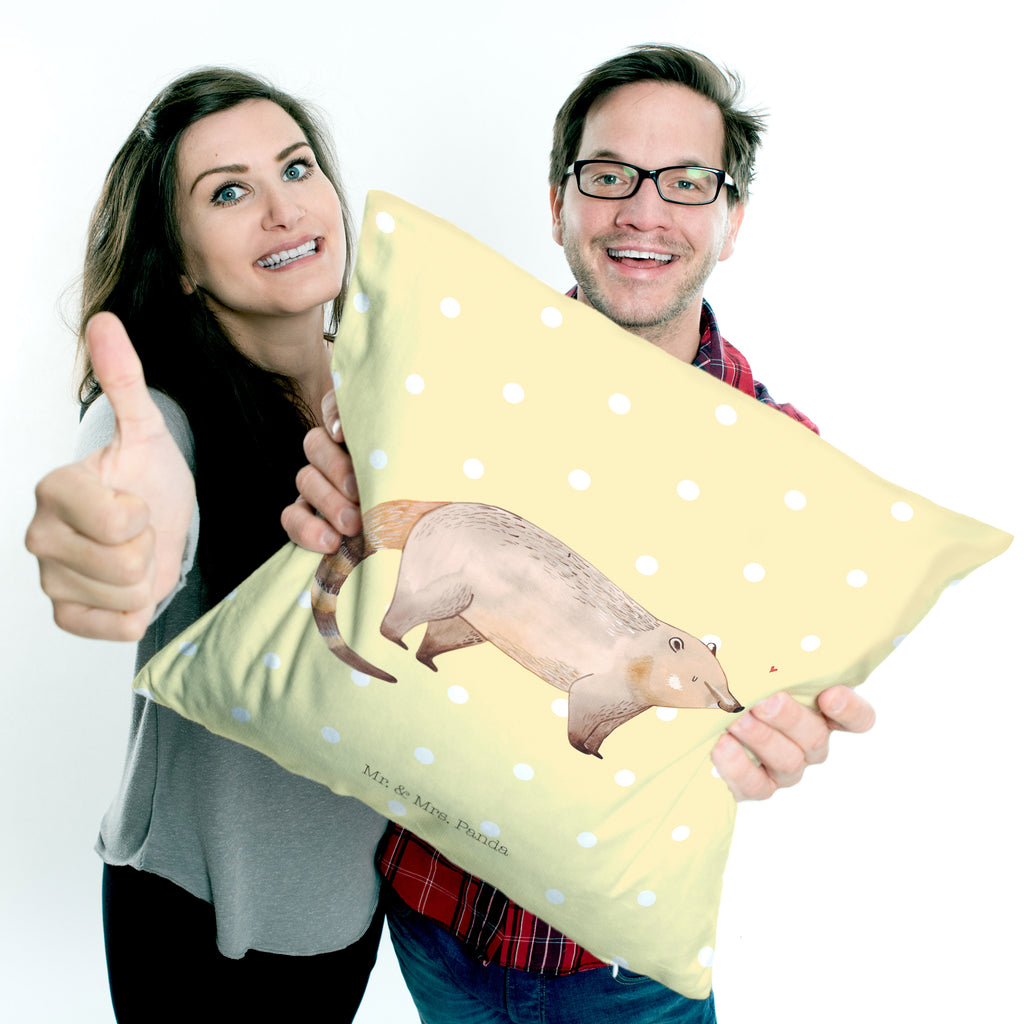 40x40 Kissen Nasenbär Kissenhülle, Kopfkissen, Sofakissen, Dekokissen, Motivkissen, Tiermotive, Gute Laune, lustige Sprüche, Tiere, Nasenbär, Nasenbären, Rüsselbär, Bär