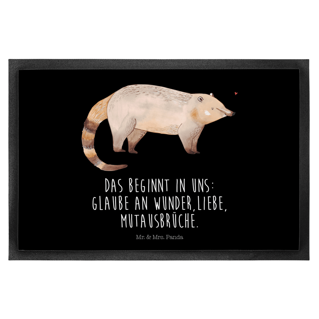 Fußmatte Nasenbär Nasenbär, Nasenbären, Rüsselbär, Bär, Türvorleger, Schmutzmatte, Fußabtreter, Matte, Schmutzfänger, Fußabstreifer, Schmutzfangmatte, Türmatte, Motivfußmatte,  Haustürmatte, Vorleger  süße Tiermotive, gute Laune, lustige Sprüche, Tiere