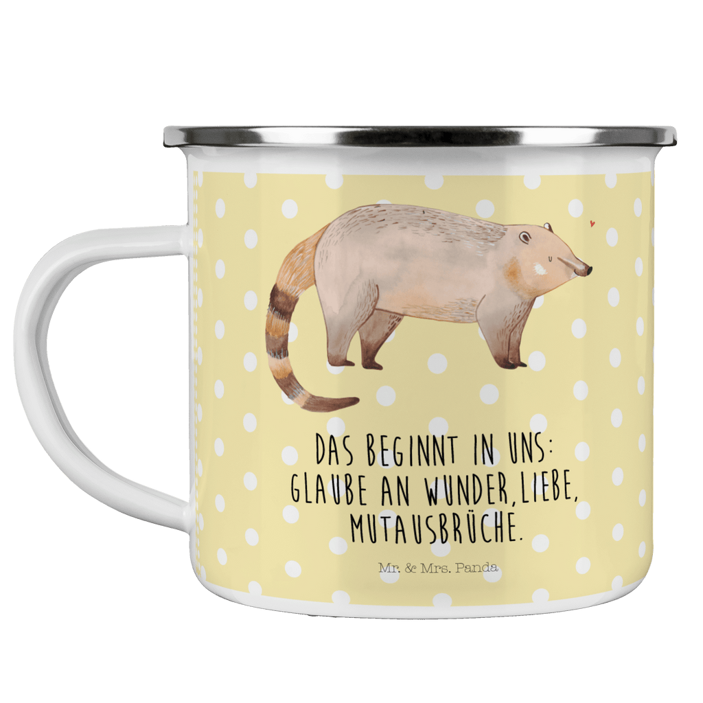 Camping Emaille Tasse Nasenbär Campingtasse, Trinkbecher, Metalltasse, Outdoor Tasse, Emaille Trinkbecher, Blechtasse Outdoor, Emaille Campingbecher, Edelstahl Trinkbecher, Metalltasse für Camping, Kaffee Blechtasse, Camping Tasse Metall, Tiermotive, Gute Laune, lustige Sprüche, Tiere, Nasenbär, Nasenbären, Rüsselbär, Bär