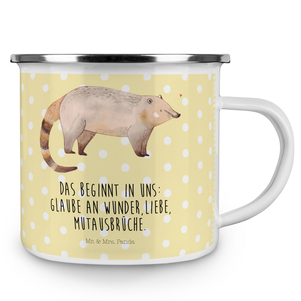 Camping Emaille Tasse Nasenbär Campingtasse, Trinkbecher, Metalltasse, Outdoor Tasse, Emaille Trinkbecher, Blechtasse Outdoor, Emaille Campingbecher, Edelstahl Trinkbecher, Metalltasse für Camping, Kaffee Blechtasse, Camping Tasse Metall, Tiermotive, Gute Laune, lustige Sprüche, Tiere, Nasenbär, Nasenbären, Rüsselbär, Bär