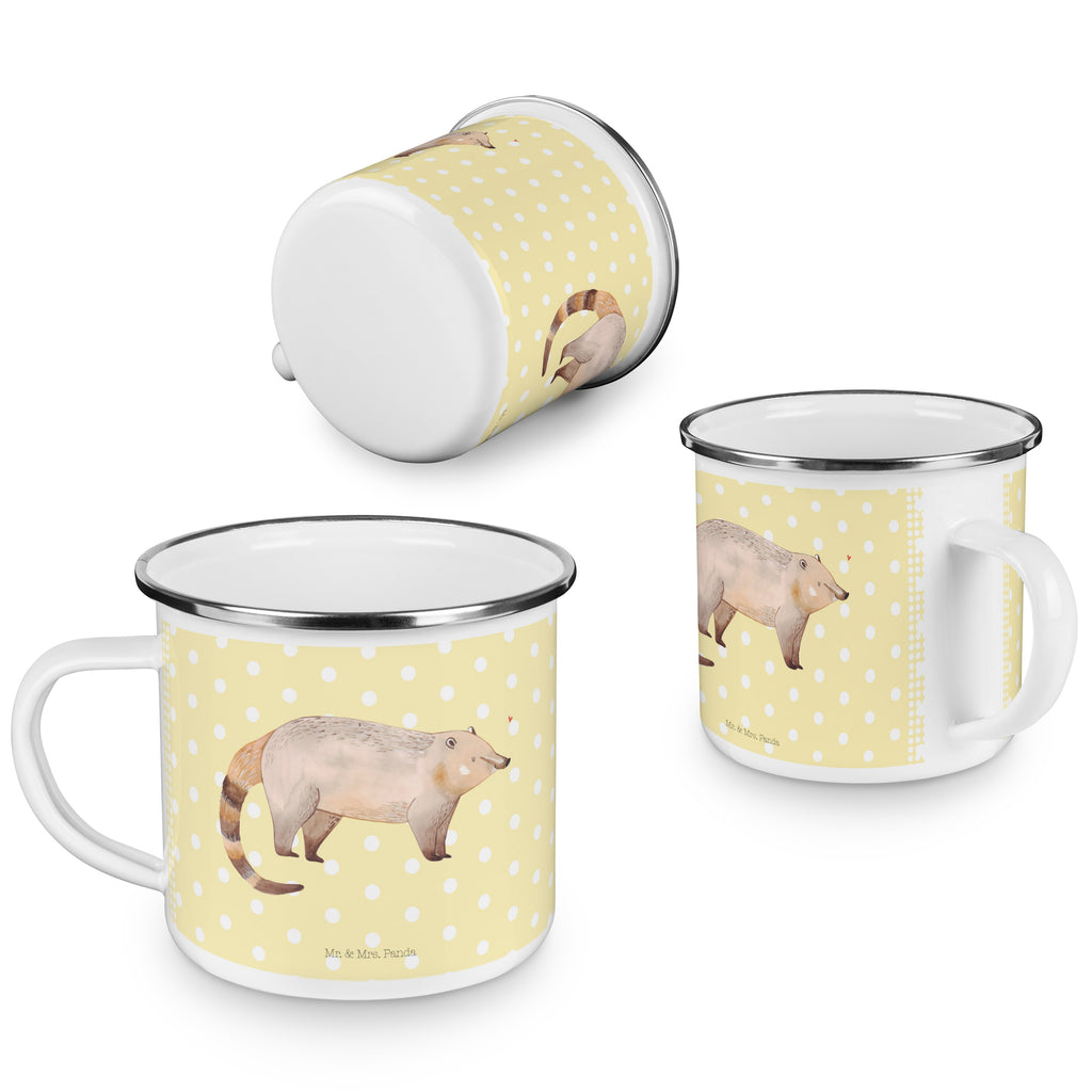 Camping Emaille Tasse Nasenbär Campingtasse, Trinkbecher, Metalltasse, Outdoor Tasse, Emaille Trinkbecher, Blechtasse Outdoor, Emaille Campingbecher, Edelstahl Trinkbecher, Metalltasse für Camping, Kaffee Blechtasse, Camping Tasse Metall, Tiermotive, Gute Laune, lustige Sprüche, Tiere, Nasenbär, Nasenbären, Rüsselbär, Bär