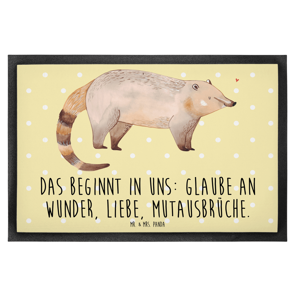 Fußmatte Nasenbär Nasenbär, Nasenbären, Rüsselbär, Bär, Türvorleger, Schmutzmatte, Fußabtreter, Matte, Schmutzfänger, Fußabstreifer, Schmutzfangmatte, Türmatte, Motivfußmatte,  Haustürmatte, Vorleger  süße Tiermotive, gute Laune, lustige Sprüche, Tiere