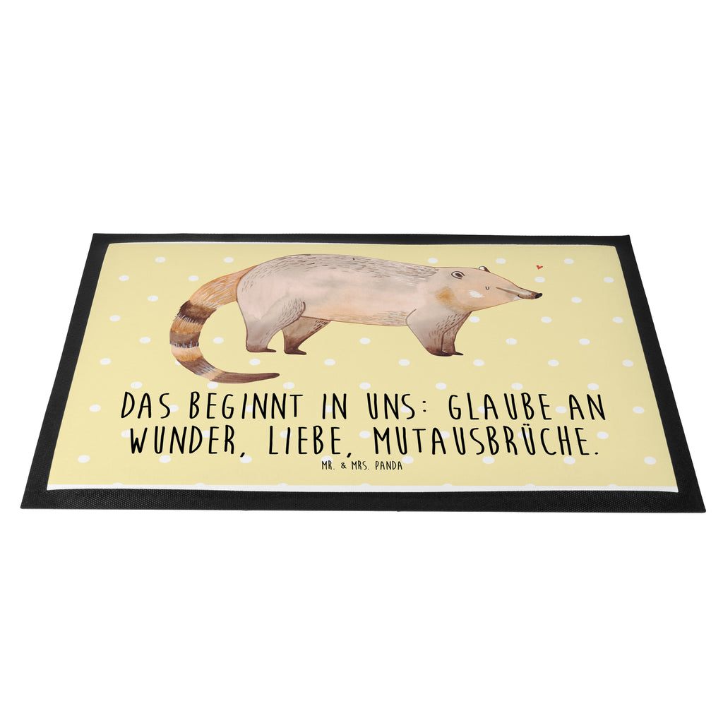 Fußmatte Nasenbär Nasenbär, Nasenbären, Rüsselbär, Bär, Türvorleger, Schmutzmatte, Fußabtreter, Matte, Schmutzfänger, Fußabstreifer, Schmutzfangmatte, Türmatte, Motivfußmatte,  Haustürmatte, Vorleger  süße Tiermotive, gute Laune, lustige Sprüche, Tiere