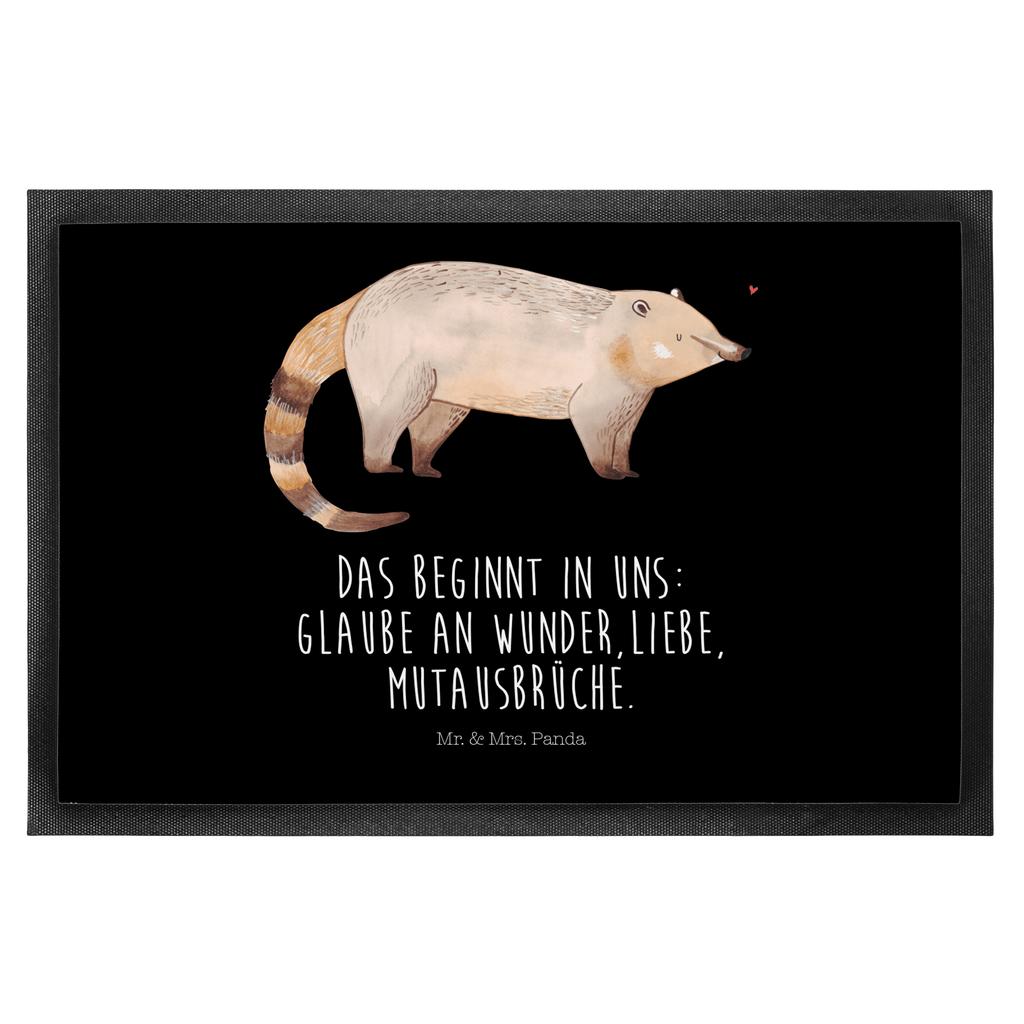 Fußmatte Nasenbär Nasenbär, Nasenbären, Rüsselbär, Bär, Türvorleger, Schmutzmatte, Fußabtreter, Matte, Schmutzfänger, Fußabstreifer, Schmutzfangmatte, Türmatte, Motivfußmatte,  Haustürmatte, Vorleger  süße Tiermotive, gute Laune, lustige Sprüche, Tiere