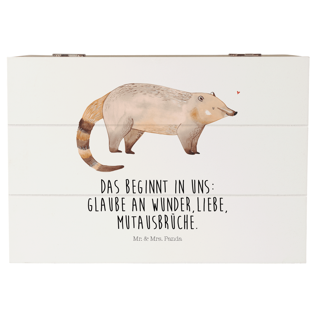 Holzkiste Nasenbär Holzkiste, Kiste, Schatzkiste, Truhe, Schatulle, XXL, Erinnerungsbox, Erinnerungskiste, Dekokiste, Aufbewahrungsbox, Tiermotive, Gute Laune, lustige Sprüche, Tiere, Nasenbär, Nasenbären, Rüsselbär, Bär