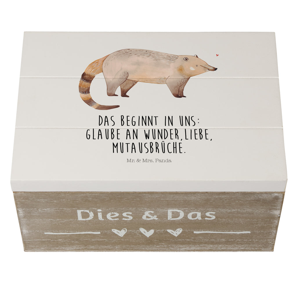 Holzkiste Nasenbär Holzkiste, Kiste, Schatzkiste, Truhe, Schatulle, XXL, Erinnerungsbox, Erinnerungskiste, Dekokiste, Aufbewahrungsbox, Tiermotive, Gute Laune, lustige Sprüche, Tiere, Nasenbär, Nasenbären, Rüsselbär, Bär