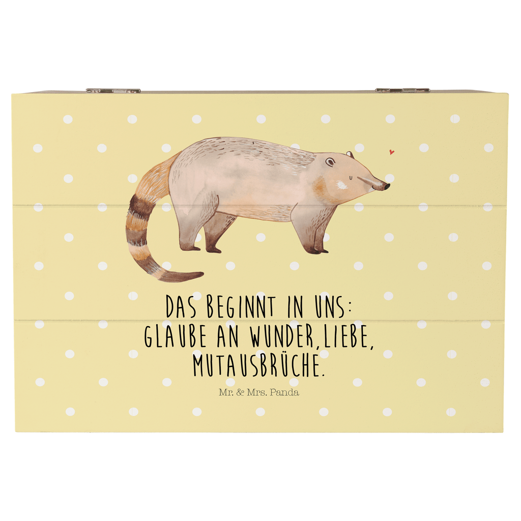 Holzkiste Nasenbär Holzkiste, Kiste, Schatzkiste, Truhe, Schatulle, XXL, Erinnerungsbox, Erinnerungskiste, Dekokiste, Aufbewahrungsbox, Tiermotive, Gute Laune, lustige Sprüche, Tiere, Nasenbär, Nasenbären, Rüsselbär, Bär