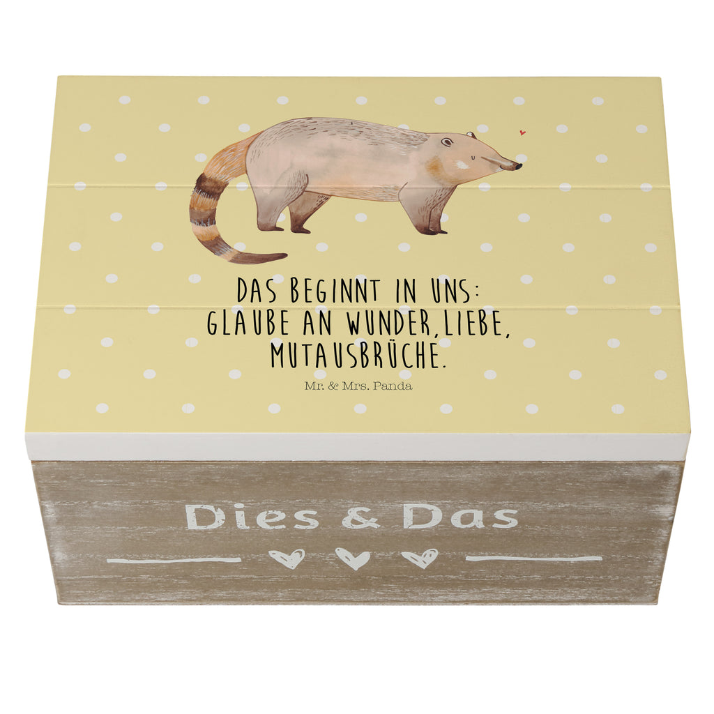 Holzkiste Nasenbär Holzkiste, Kiste, Schatzkiste, Truhe, Schatulle, XXL, Erinnerungsbox, Erinnerungskiste, Dekokiste, Aufbewahrungsbox, Tiermotive, Gute Laune, lustige Sprüche, Tiere, Nasenbär, Nasenbären, Rüsselbär, Bär