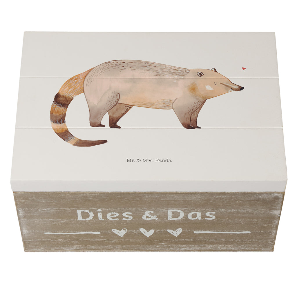 Holzkiste Nasenbär Holzkiste, Kiste, Schatzkiste, Truhe, Schatulle, XXL, Erinnerungsbox, Erinnerungskiste, Dekokiste, Aufbewahrungsbox, Tiermotive, Gute Laune, lustige Sprüche, Tiere, Nasenbär, Nasenbären, Rüsselbär, Bär