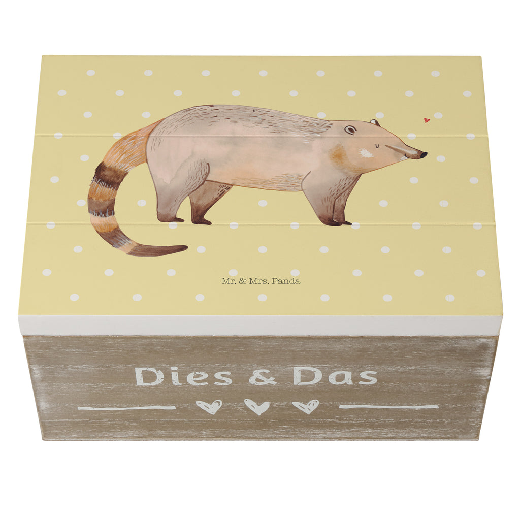 Holzkiste Nasenbär Holzkiste, Kiste, Schatzkiste, Truhe, Schatulle, XXL, Erinnerungsbox, Erinnerungskiste, Dekokiste, Aufbewahrungsbox, Tiermotive, Gute Laune, lustige Sprüche, Tiere, Nasenbär, Nasenbären, Rüsselbär, Bär