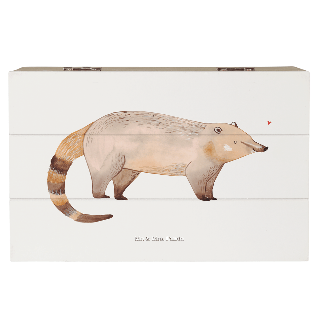 Holzkiste Nasenbär Holzkiste, Kiste, Schatzkiste, Truhe, Schatulle, XXL, Erinnerungsbox, Erinnerungskiste, Dekokiste, Aufbewahrungsbox, Tiermotive, Gute Laune, lustige Sprüche, Tiere, Nasenbär, Nasenbären, Rüsselbär, Bär