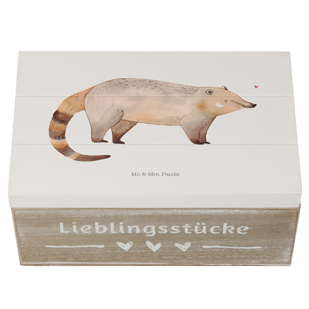 Holzkiste Nasenbär Holzkiste, Kiste, Schatzkiste, Truhe, Schatulle, XXL, Erinnerungsbox, Erinnerungskiste, Dekokiste, Aufbewahrungsbox, Tiermotive, Gute Laune, lustige Sprüche, Tiere, Nasenbär, Nasenbären, Rüsselbär, Bär