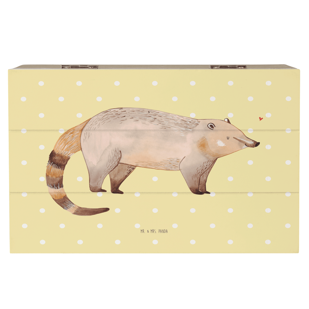 Holzkiste Nasenbär Holzkiste, Kiste, Schatzkiste, Truhe, Schatulle, XXL, Erinnerungsbox, Erinnerungskiste, Dekokiste, Aufbewahrungsbox, Tiermotive, Gute Laune, lustige Sprüche, Tiere, Nasenbär, Nasenbären, Rüsselbär, Bär