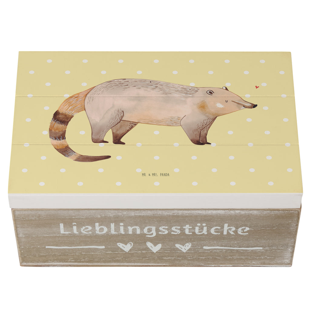 Holzkiste Nasenbär Holzkiste, Kiste, Schatzkiste, Truhe, Schatulle, XXL, Erinnerungsbox, Erinnerungskiste, Dekokiste, Aufbewahrungsbox, Tiermotive, Gute Laune, lustige Sprüche, Tiere, Nasenbär, Nasenbären, Rüsselbär, Bär