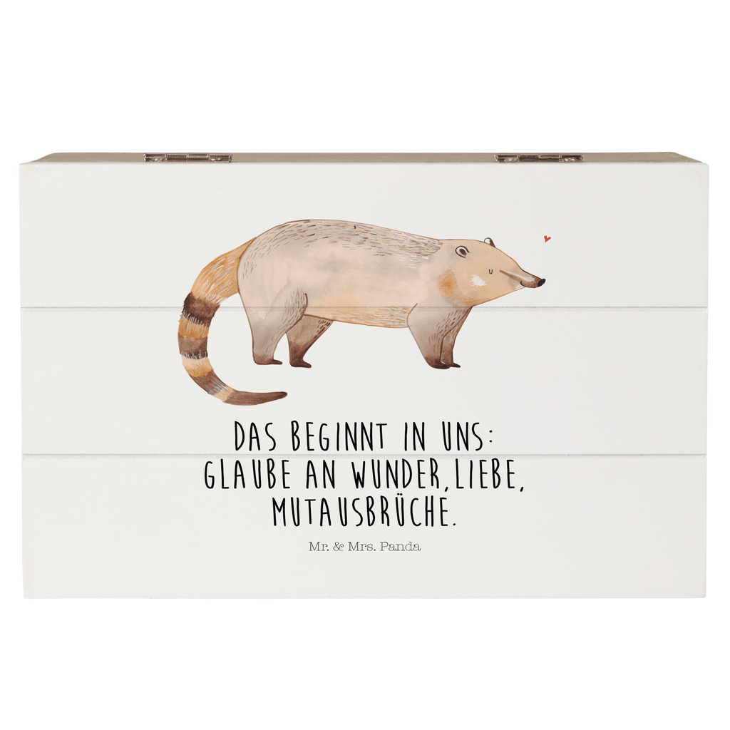 Holzkiste Nasenbär Holzkiste, Kiste, Schatzkiste, Truhe, Schatulle, XXL, Erinnerungsbox, Erinnerungskiste, Dekokiste, Aufbewahrungsbox, Tiermotive, Gute Laune, lustige Sprüche, Tiere, Nasenbär, Nasenbären, Rüsselbär, Bär