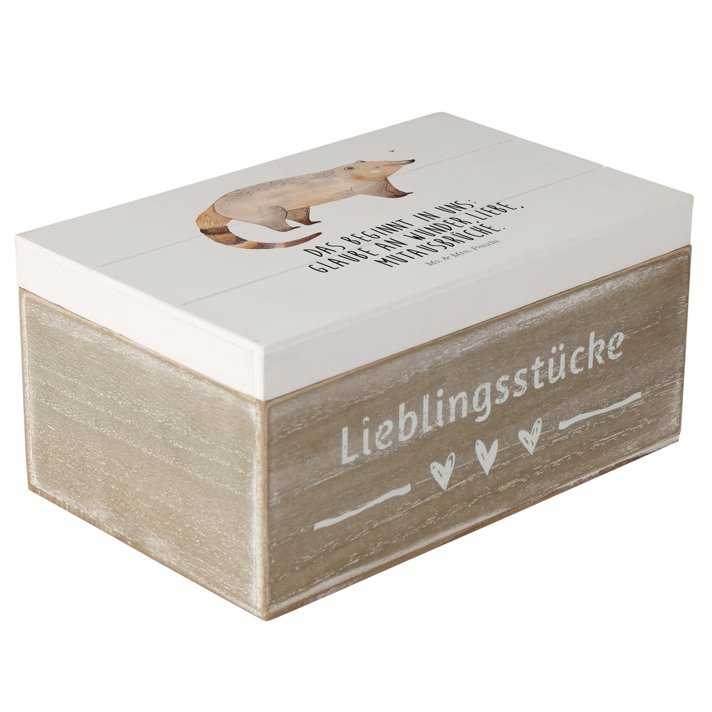 Holzkiste Nasenbär Holzkiste, Kiste, Schatzkiste, Truhe, Schatulle, XXL, Erinnerungsbox, Erinnerungskiste, Dekokiste, Aufbewahrungsbox, Tiermotive, Gute Laune, lustige Sprüche, Tiere, Nasenbär, Nasenbären, Rüsselbär, Bär