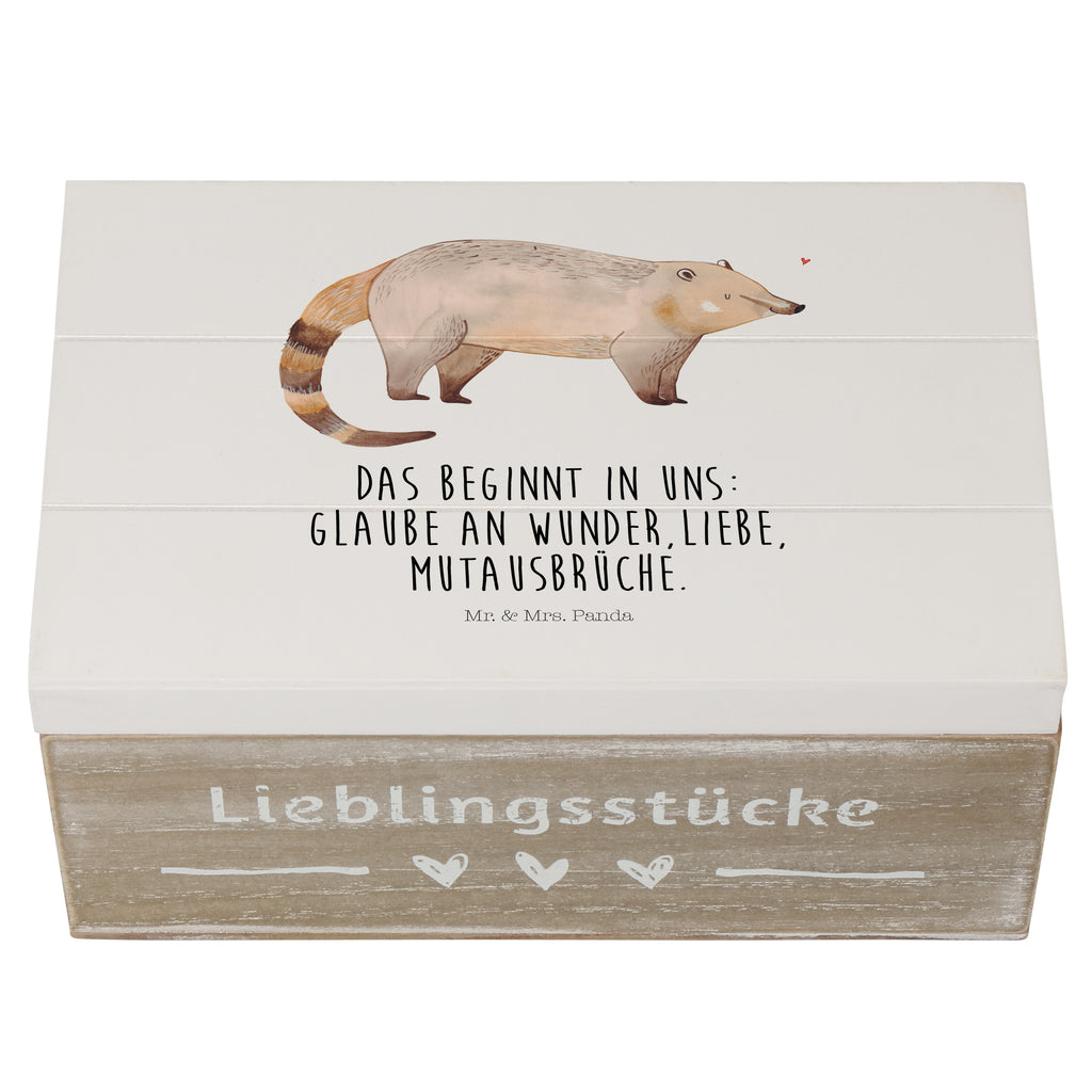 Holzkiste Nasenbär Holzkiste, Kiste, Schatzkiste, Truhe, Schatulle, XXL, Erinnerungsbox, Erinnerungskiste, Dekokiste, Aufbewahrungsbox, Tiermotive, Gute Laune, lustige Sprüche, Tiere, Nasenbär, Nasenbären, Rüsselbär, Bär