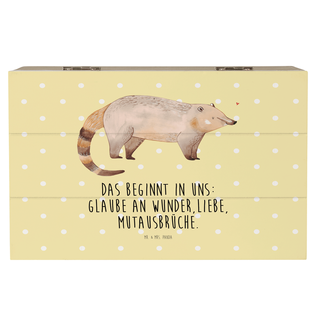 Holzkiste Nasenbär Holzkiste, Kiste, Schatzkiste, Truhe, Schatulle, XXL, Erinnerungsbox, Erinnerungskiste, Dekokiste, Aufbewahrungsbox, Tiermotive, Gute Laune, lustige Sprüche, Tiere, Nasenbär, Nasenbären, Rüsselbär, Bär