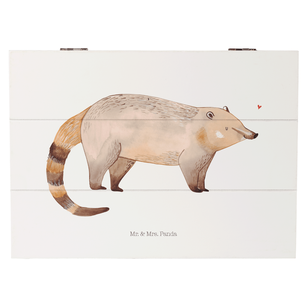 Holzkiste Nasenbär Holzkiste, Kiste, Schatzkiste, Truhe, Schatulle, XXL, Erinnerungsbox, Erinnerungskiste, Dekokiste, Aufbewahrungsbox, Tiermotive, Gute Laune, lustige Sprüche, Tiere, Nasenbär, Nasenbären, Rüsselbär, Bär